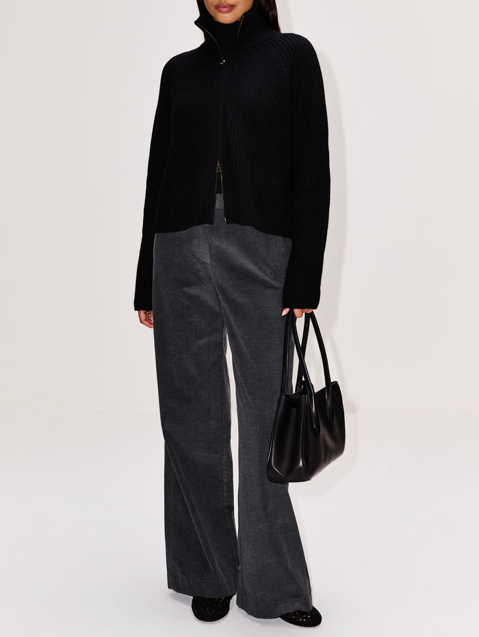 Sadie Zip Cardigan,LISA YANG,BLACK,Image 1