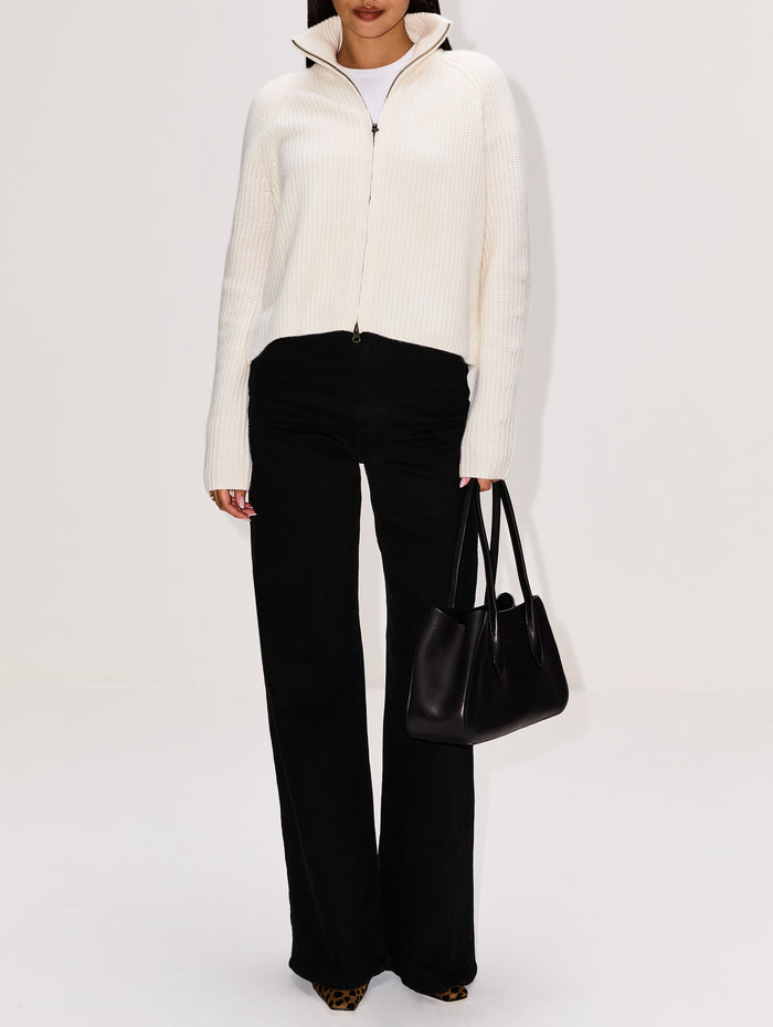 Sadie Zip Cardigan,LISA YANG,CREAM,Image 1