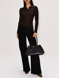 Shrunken Polo Top,GUEST IN RESIDENCE,BURNT COCOA,Image 2