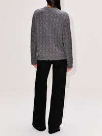 Cable V Neck Cardigan,RE/DONE,CHARCOAL,Image 3