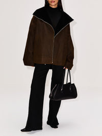 Zipped Funnel Jacket,TOTÉME,BARK,Image 2