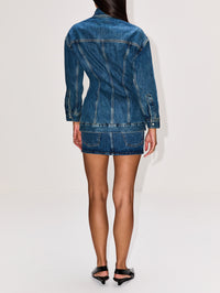 Denim Micro Mini Skirt,WARDROBE.NYC,INDIO,Image 4