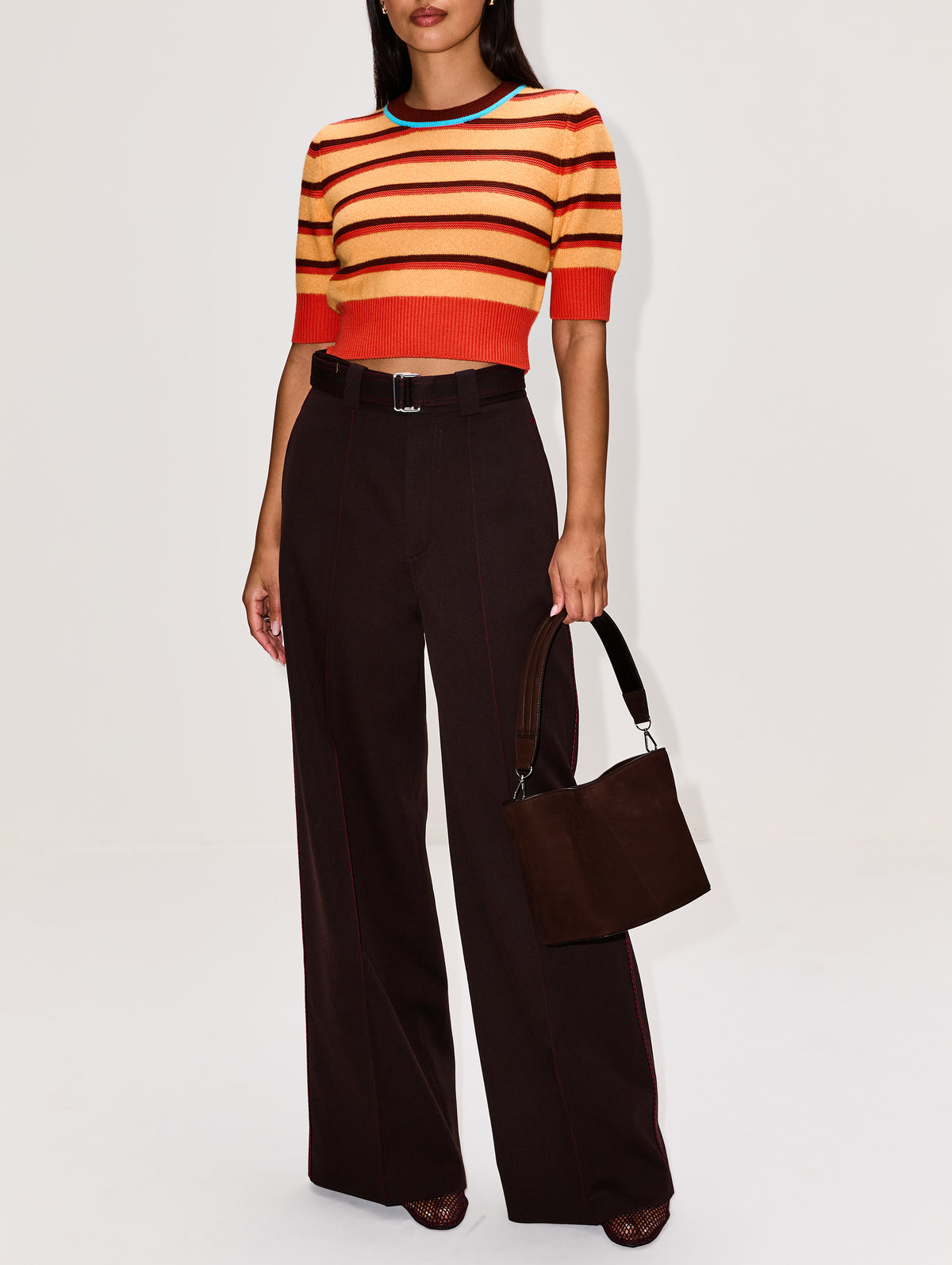 Striped Cropped Ringer Tee,CHRISTOPHER JOHN ROGERS,CREAMSICLE,Image 2