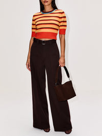 Striped Cropped Ringer Tee,CHRISTOPHER JOHN ROGERS,CREAMSICLE,Image 2