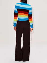 Striped Cropped Cardigan,CHRISTOPHER JOHN ROGERS,SPLASH MULTI,Image 3