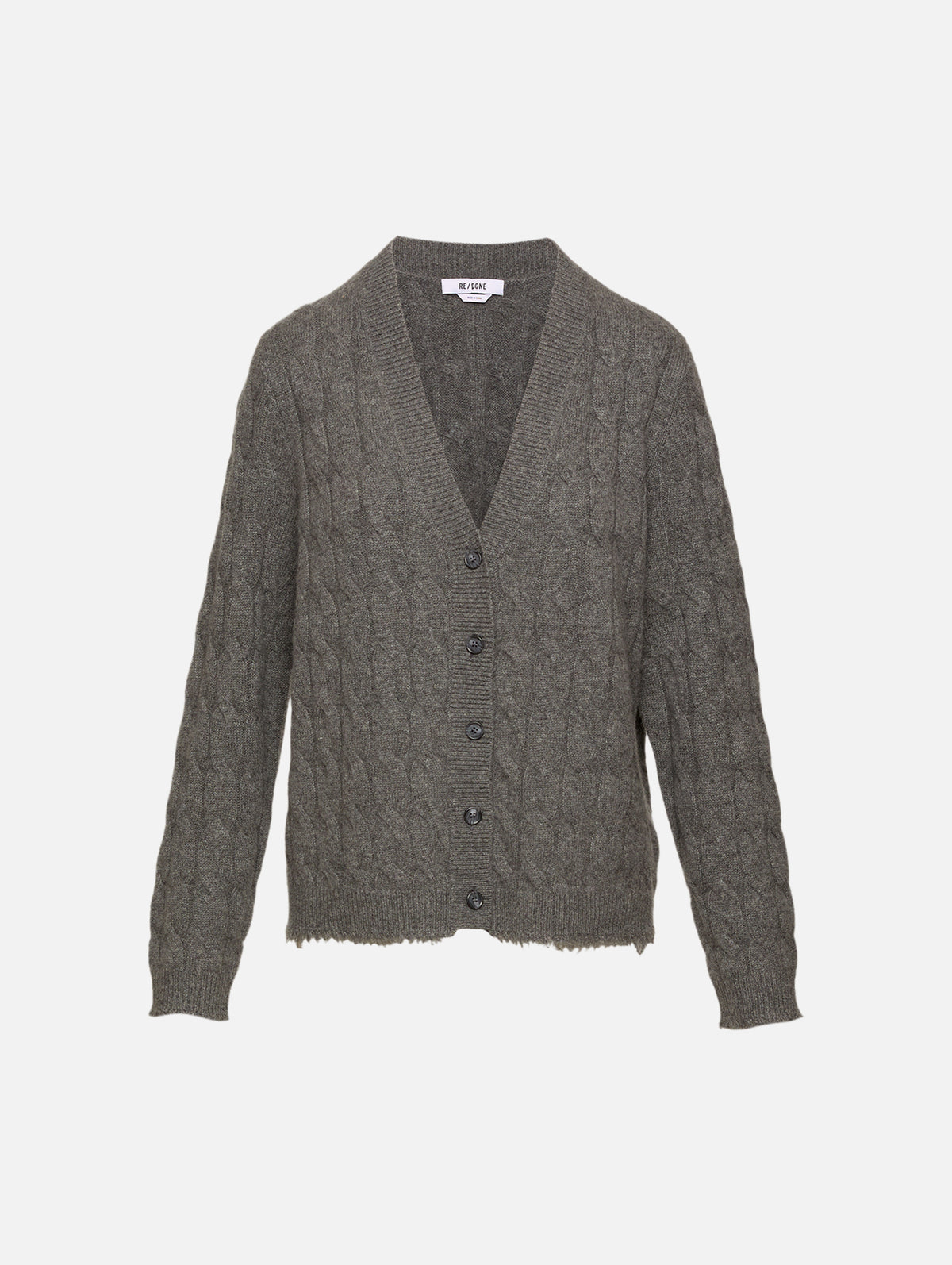 Cable V Neck Cardigan,RE/DONE,CHARCOAL,Image 1