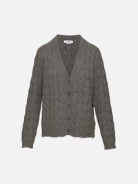 Cable V Neck Cardigan,RE/DONE,CHARCOAL,Image 1