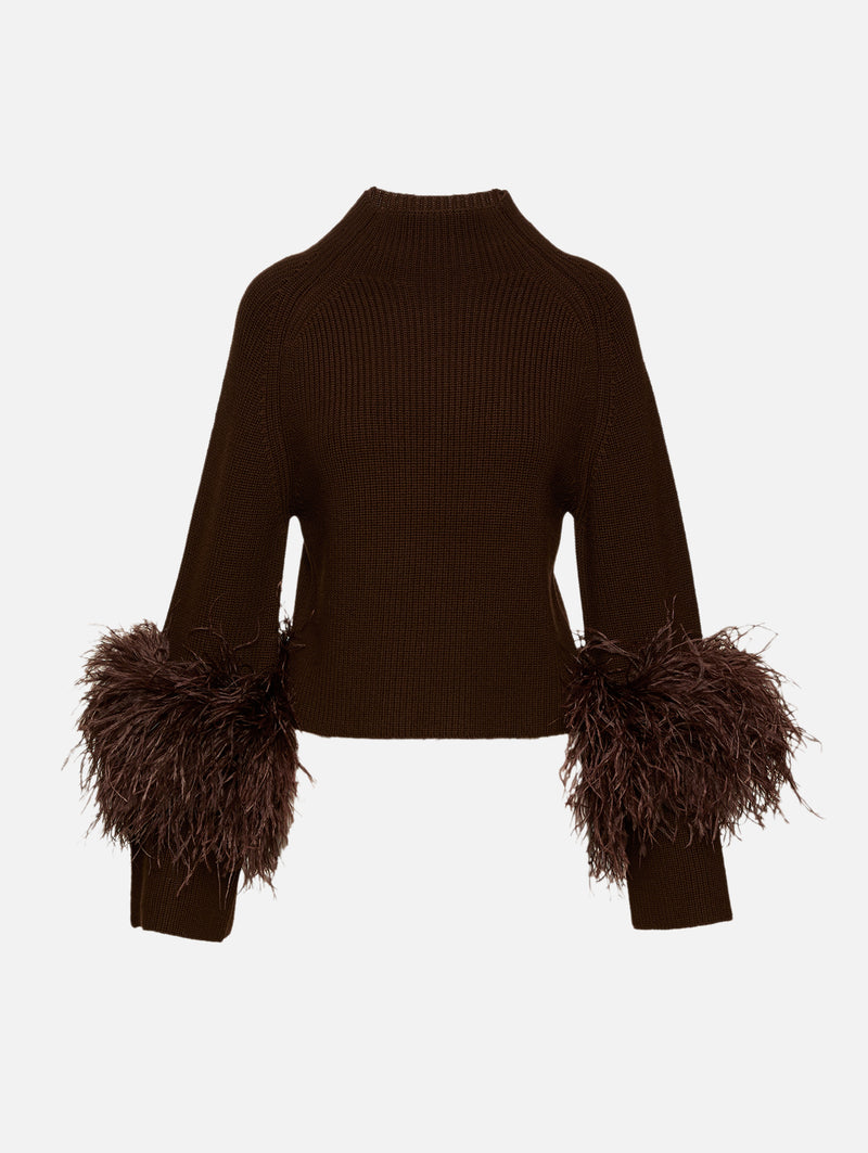 Mock Neck Feather Sweater