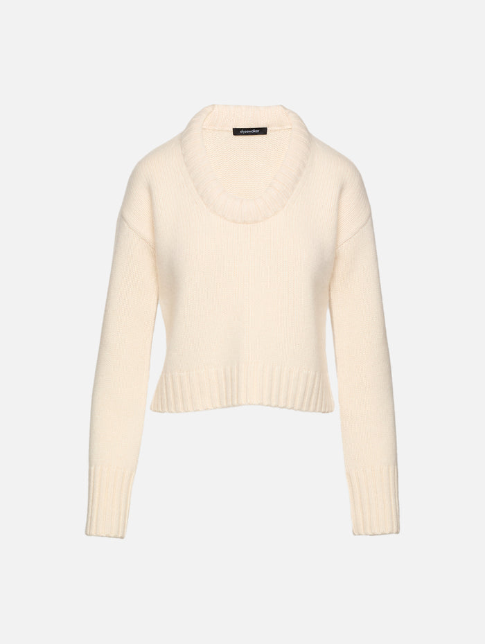 Amelia U Neck Sweater,ELYSEWALKER LABEL,CHALK,Image 1