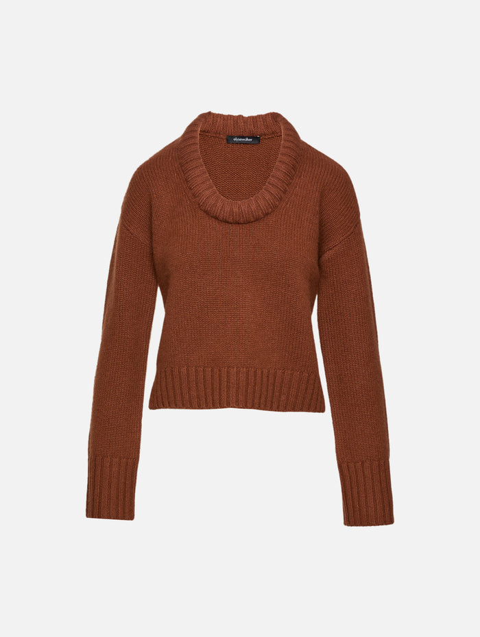 Amelia U Neck Sweater,ELYSEWALKER LABEL,CINNAMON,Image 1