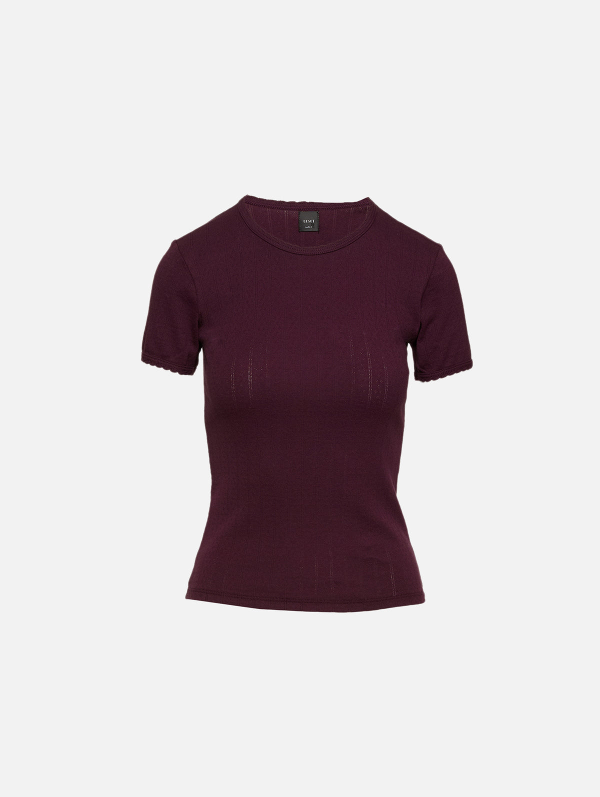 Pointelle Slim Fit Tee,LESET,DARK BERRY,Image 1