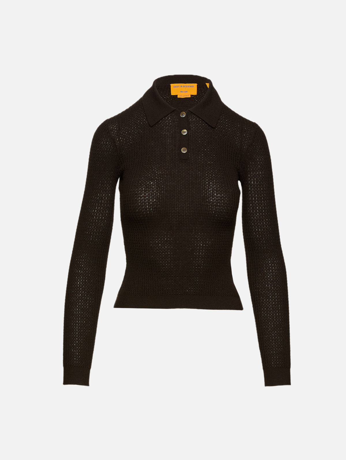 Shrunken Polo Top,GUEST IN RESIDENCE,BURNT COCOA,Image 1