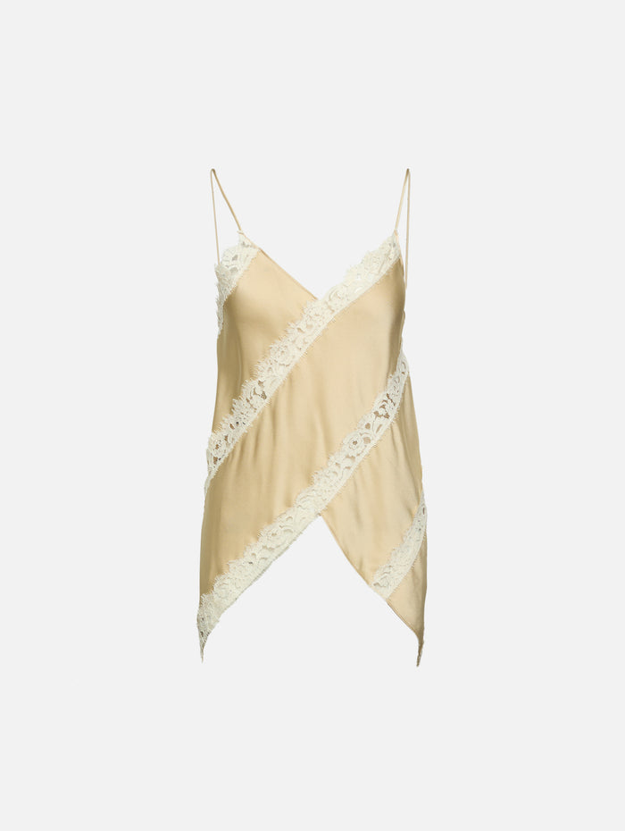Bias Lace Panel Camisole,ROSETTA GETTY,CHAMPAGNE,Image 1