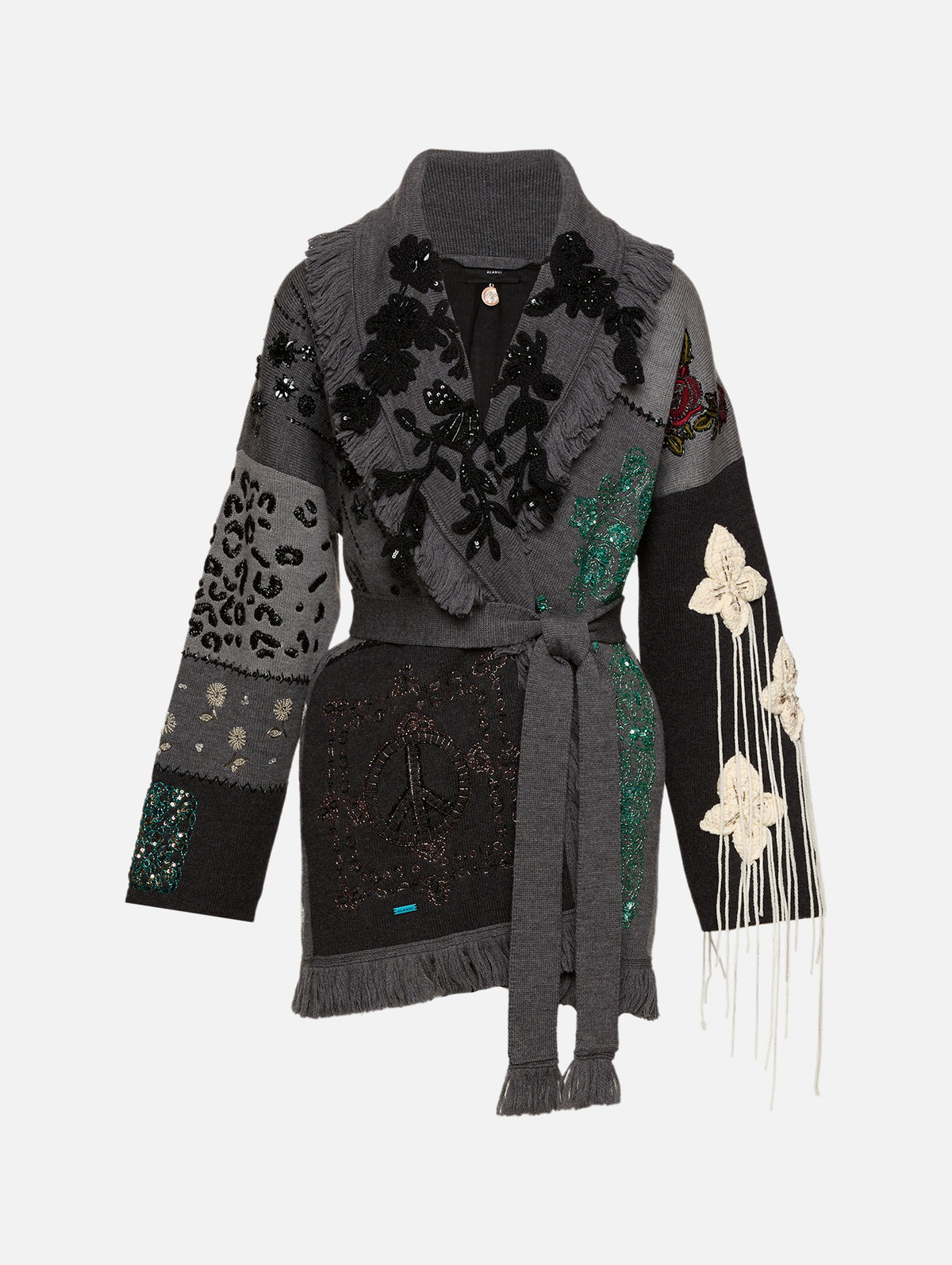 Midnight in Manhattan Cardigan,ALANUI,CHARCOAL,Image 1