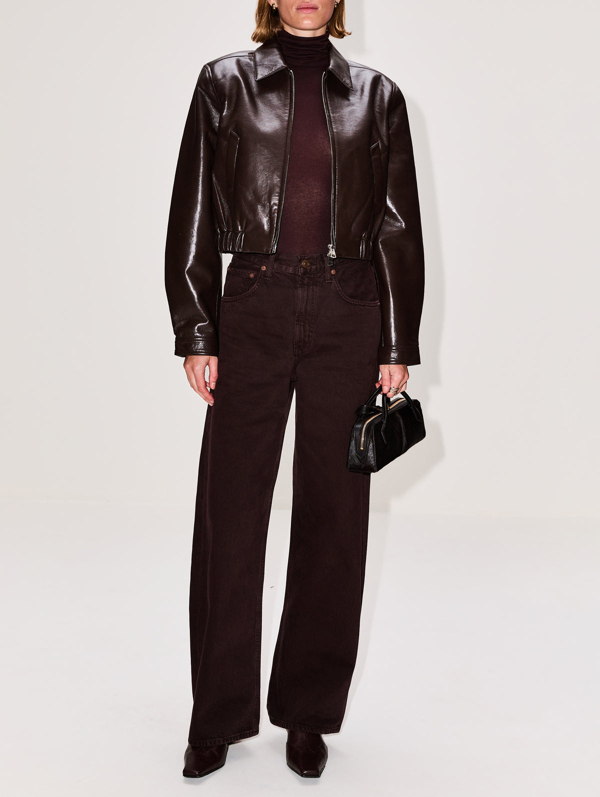 Essie Cropped Jacket,AGOLDE,CHOCOLATE,Image 2