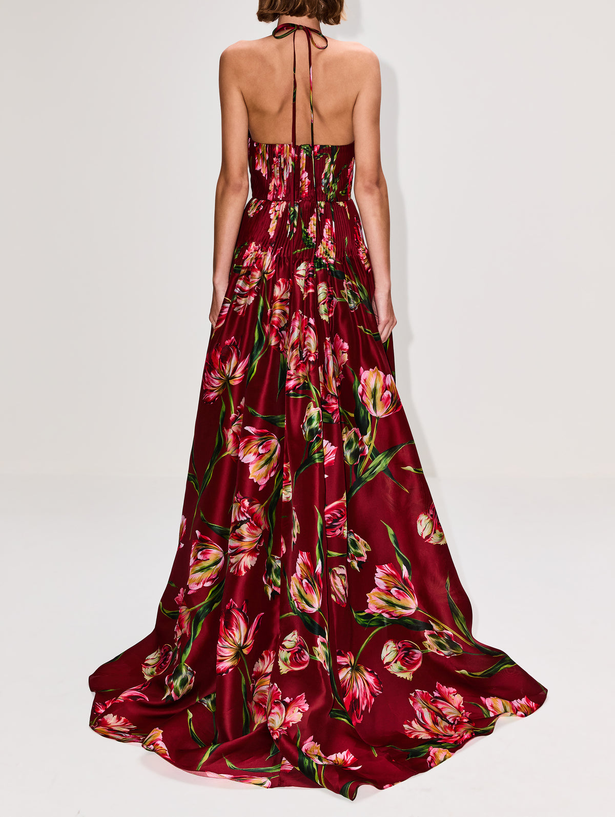 Strappy V Neck Gown,CAROLINA HERRERA,GARNET MULTI,Image 4