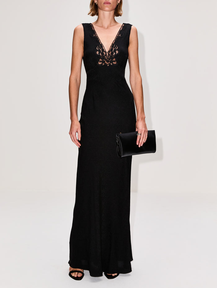 Silk Floral Dress,CHLOÉ,BLACK,Image 1