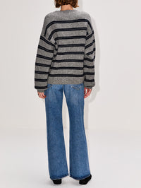 Striped Cardigan,MIU MIU,GRIGIO/BLUE,Image 3
