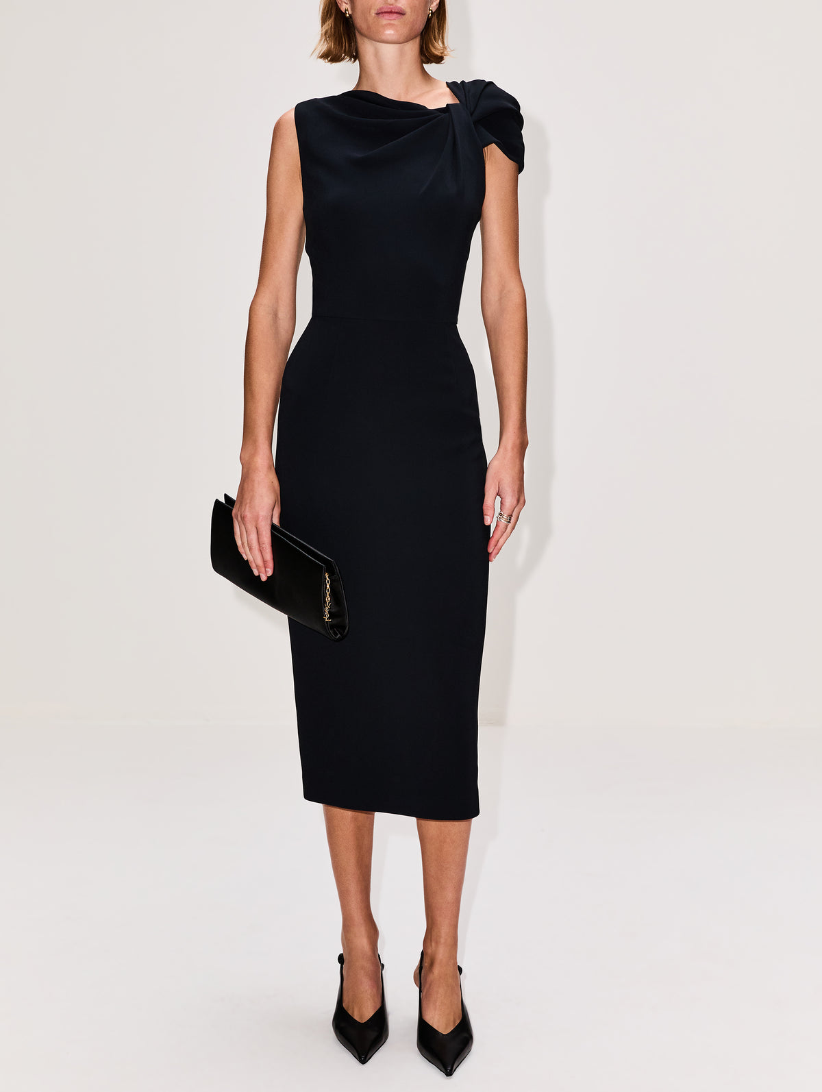 Draped Midi Dress,GIVENCHY,BLACK,Image 2