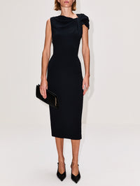 Draped Midi Dress,GIVENCHY,BLACK,Image 2