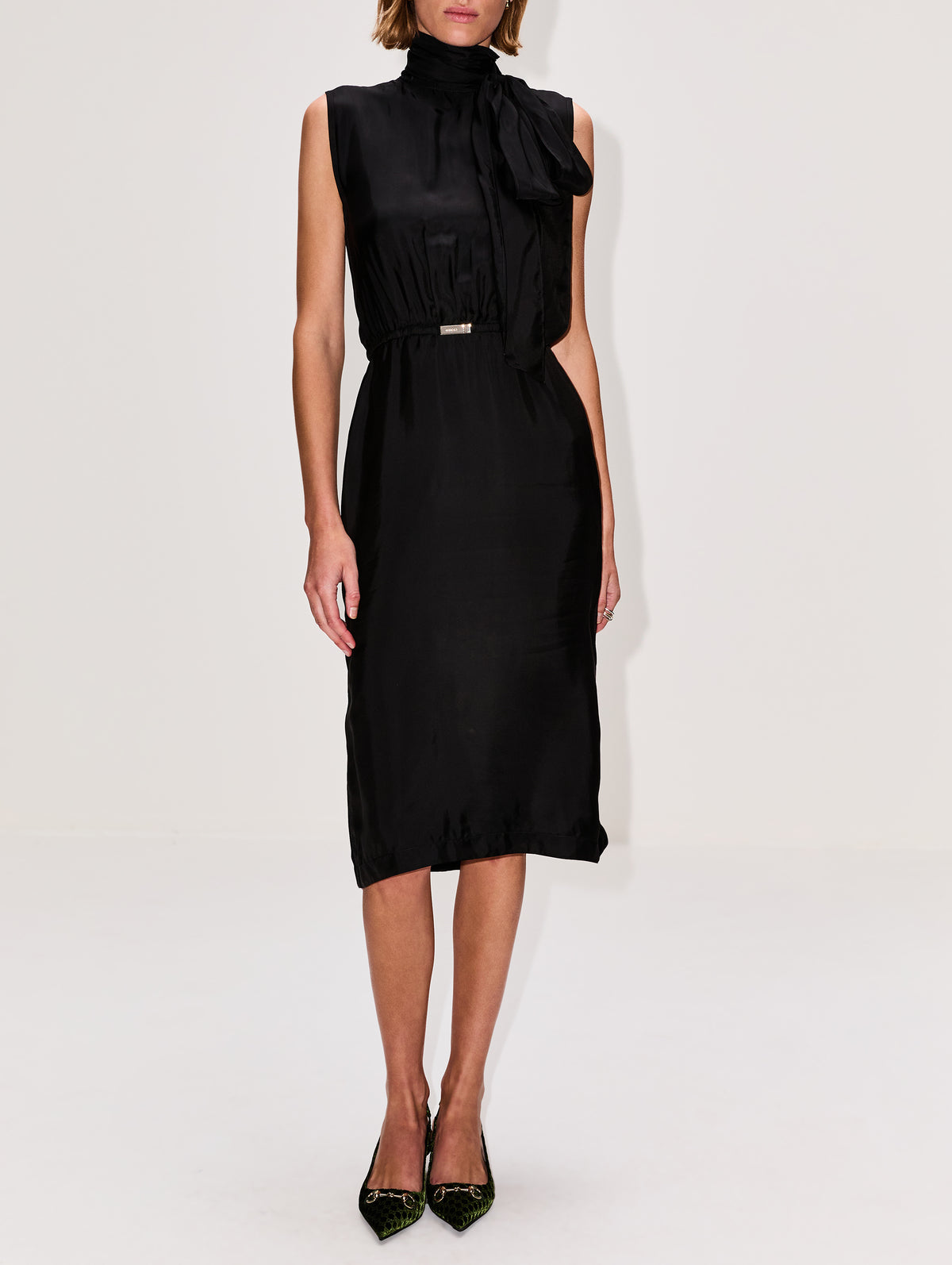 Tie Neck Dress,GUCCI,BLACK,Image 2