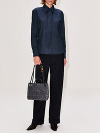 Billie Tie Blouse,KALLMEYER,HEATHER NAVY,Image 2