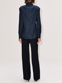Billie Tie Blouse,KALLMEYER,HEATHER NAVY,Image 3