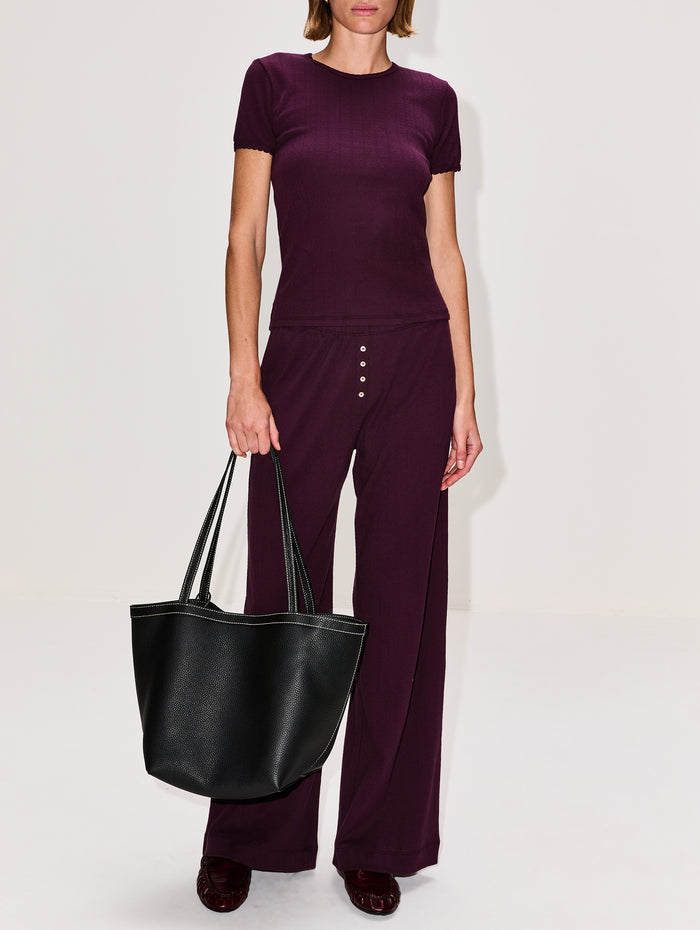 Pointelle Boxer Pant,LESET,DARK BERRY,Image 1