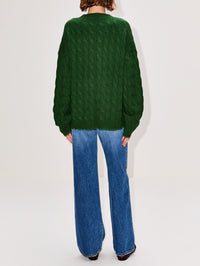 Cable V Neck Pullover Top,RE/DONE,CEDAR,Image 3