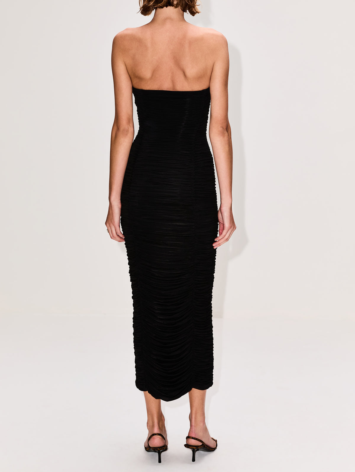 magda butrym black dress Draped wool-blend bustier dress in black - Magda Butrym
