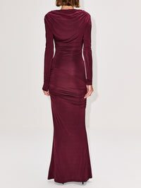 Draped Jersey Dress,PARIS GEORGIA,OXBLOOD,Image 4
