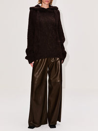 Cropped Hooded Jumper,PETAR PETROV,COFFEE,Image 2