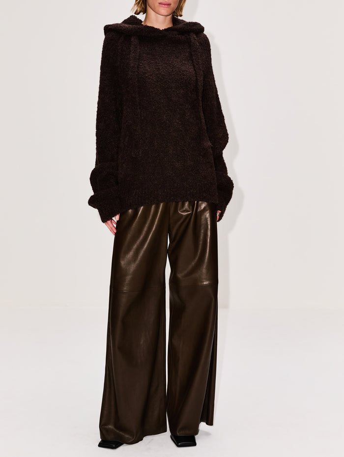 Cropped Hooded Jumper,PETAR PETROV,COFFEE,Image 1