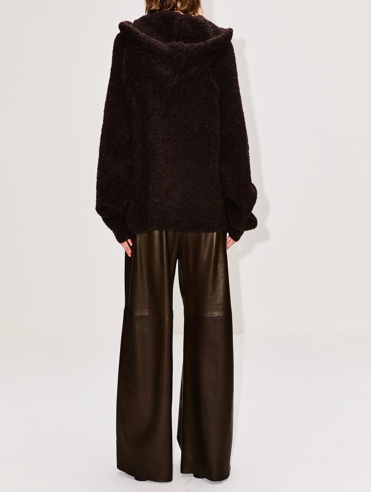 Cropped Hooded Jumper,PETAR PETROV,COFFEE,Image 3