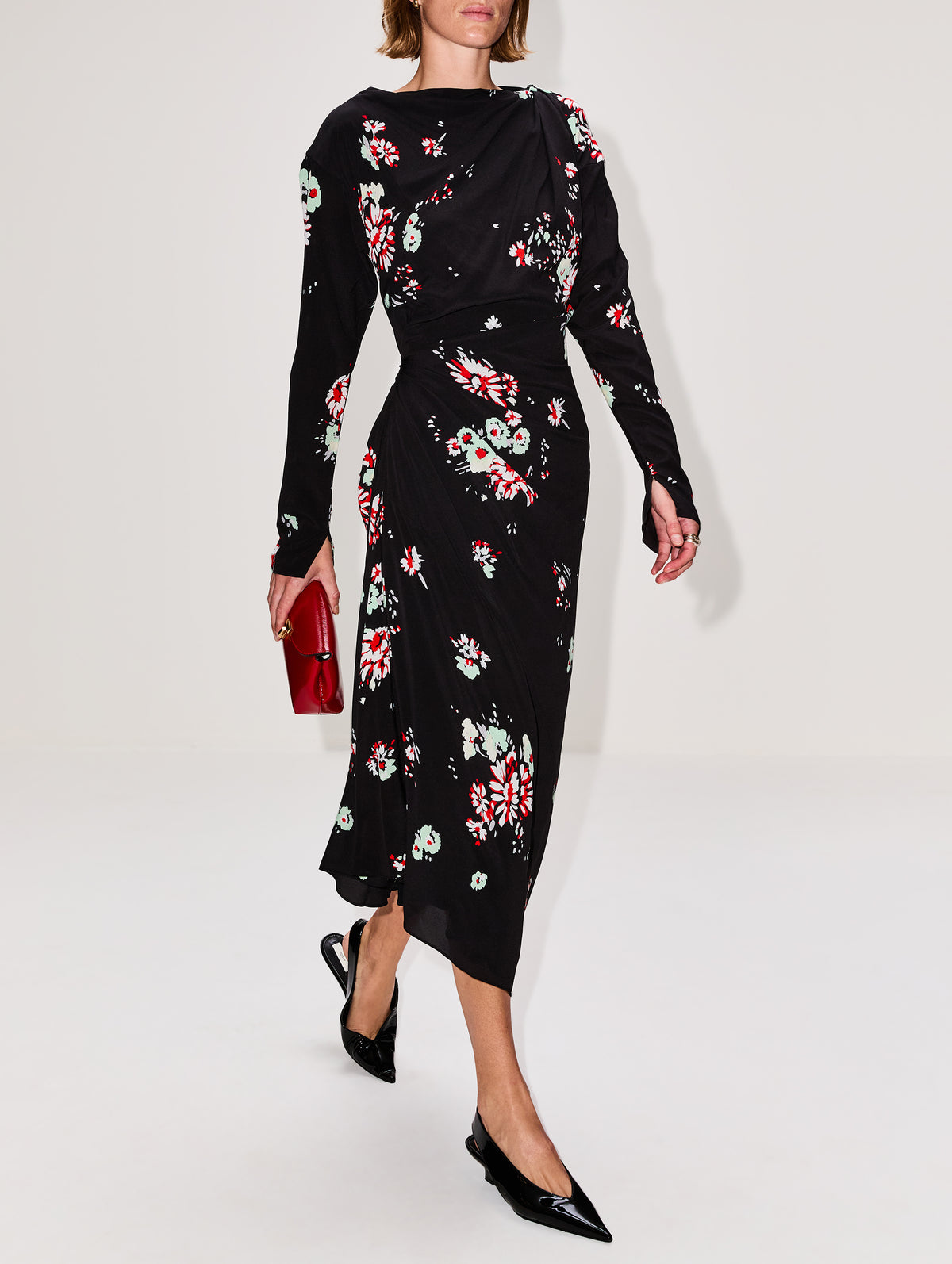 Trudie Dress,PROENZA SCHOULER,BLACK MULTI,Image 3