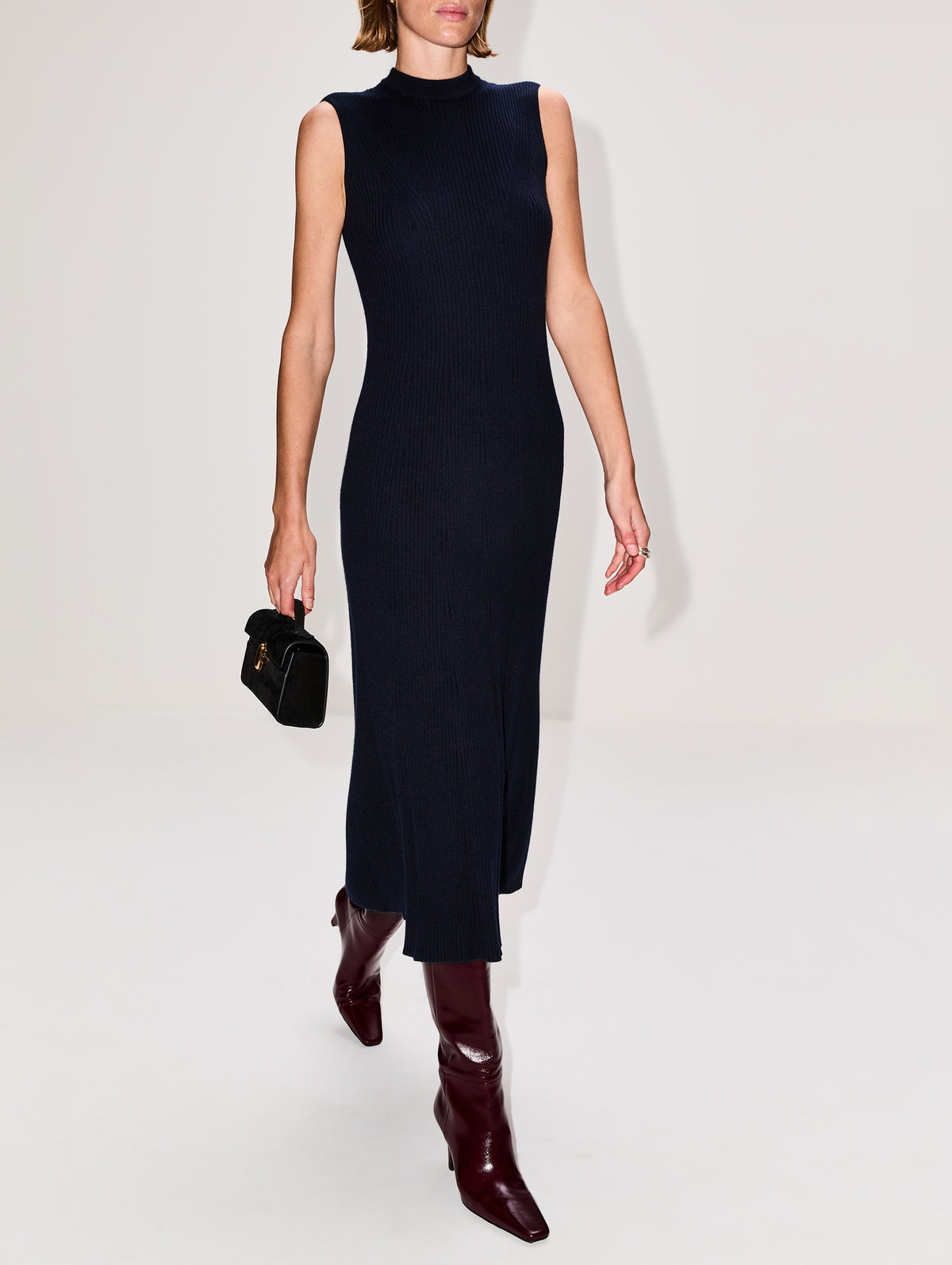 ribbed sleeveless maxi dress Ribbed sleeveless knit long dress - Khaki