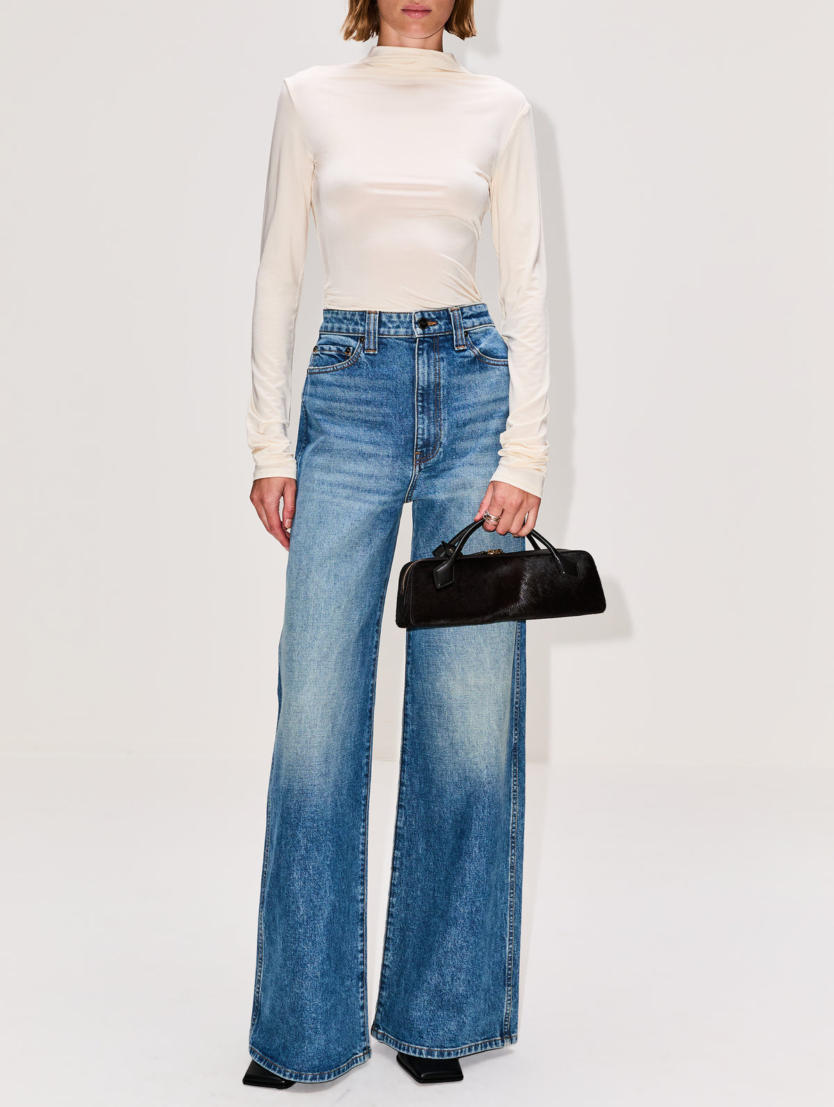 Asymmetric Long Sleeve Tee,PARIS GEORGIA,CREAM,Image 2