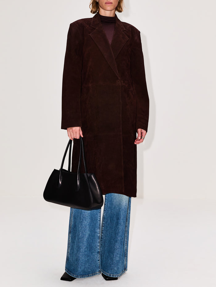 Sabine Suede Jacket,STAUD,ESPRESSO,Image 1