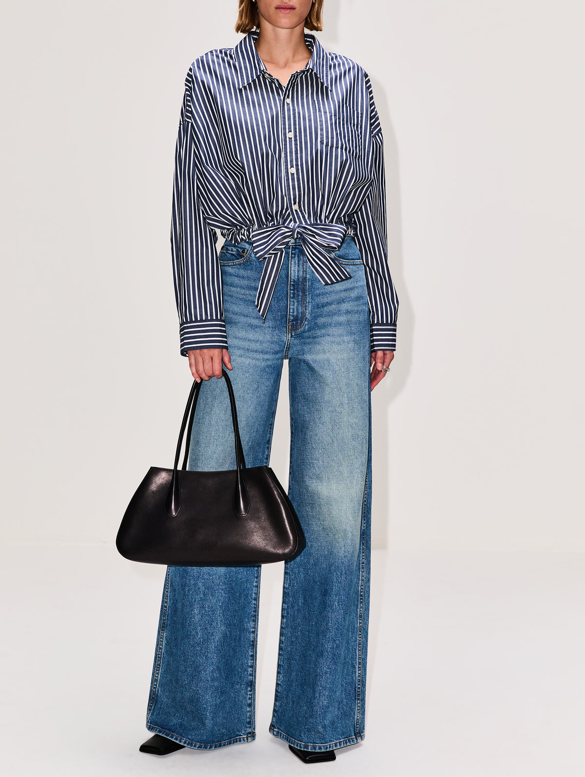 Front Tie Shirt,DENIMIST,DARK NAVY,Image 2