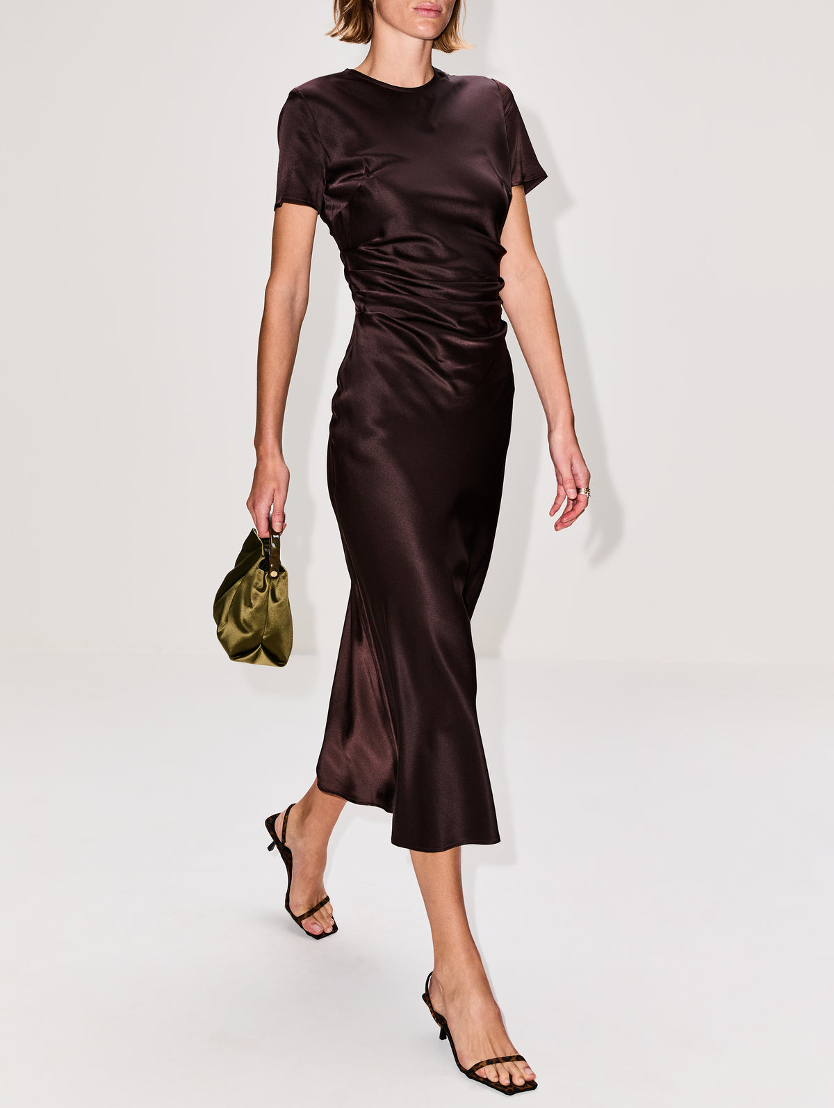 Marcel Silk Dress,STAUD,EARTH,Image 3