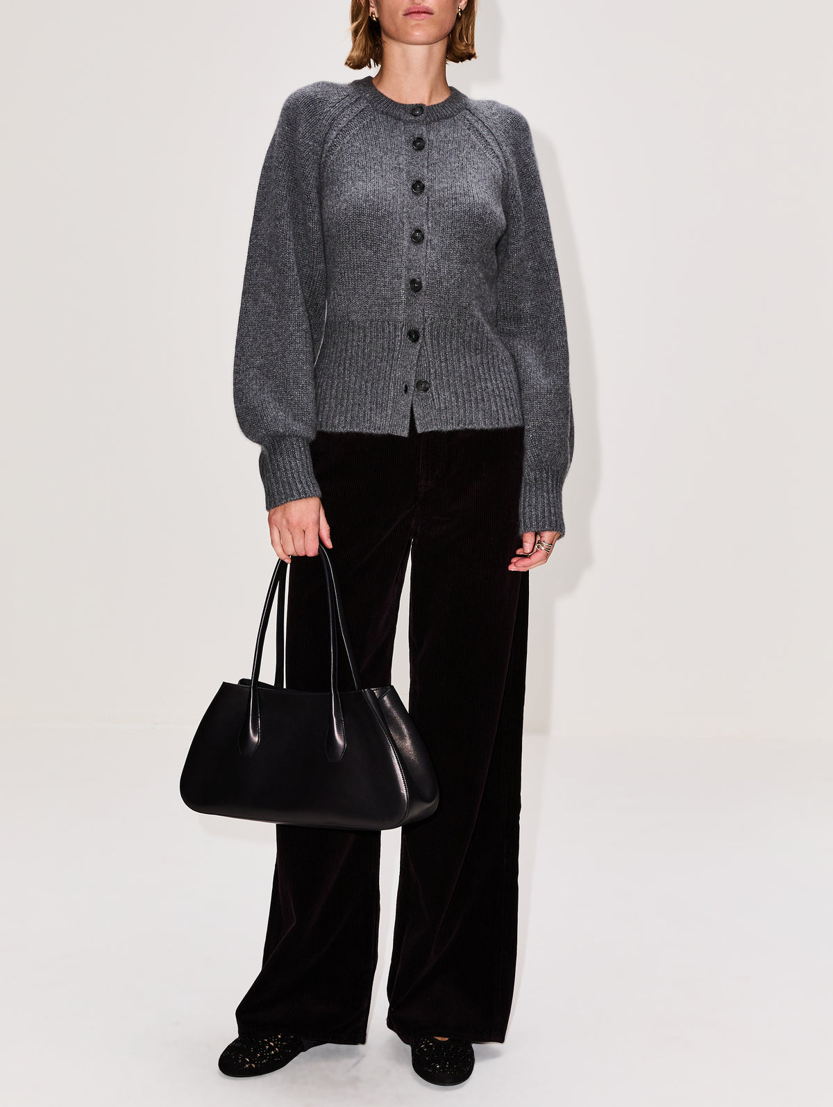 Sculpted Cardigan,GUEST IN RESIDENCE,CHARCOAL,Image 2