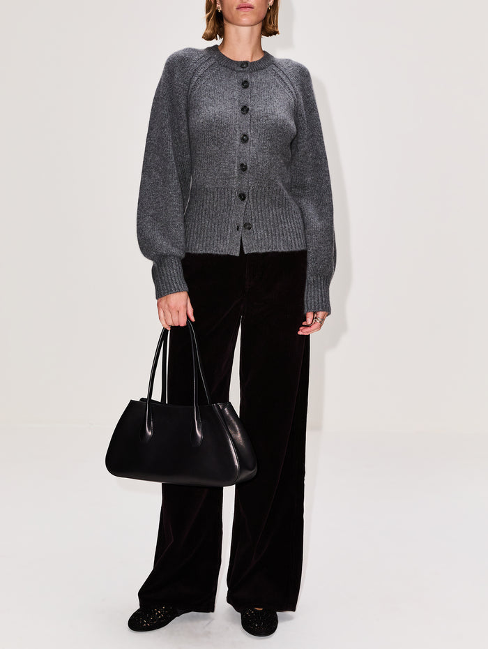 Sculpted Cardigan,GUEST IN RESIDENCE,CHARCOAL,Image 1