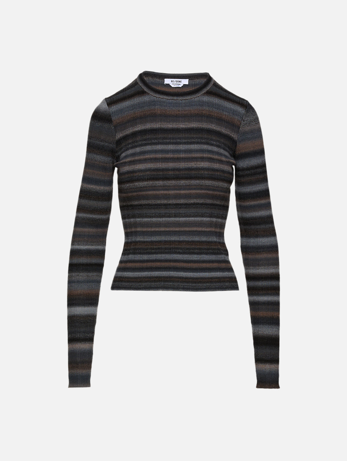 Rib Long Sleeve Top,RE/DONE,BLACK COMBO,Image 1