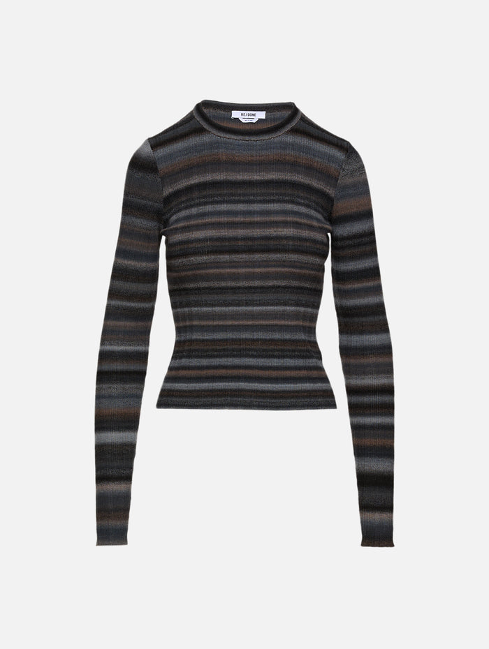 Rib Long Sleeve Top,RE/DONE,BLACK COMBO,Image 1
