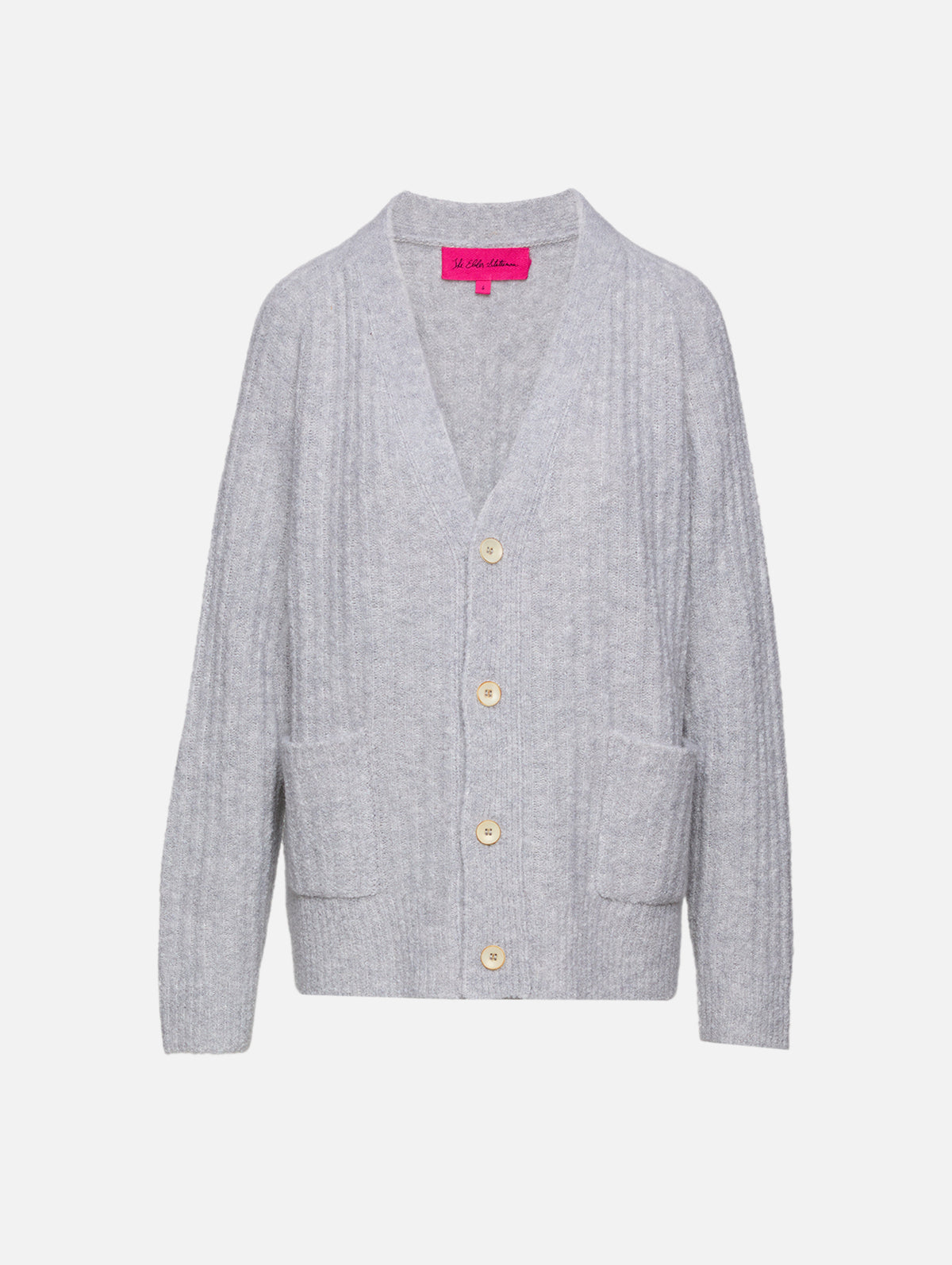 Cozy Rib Relaxed Cardigan,THE ELDER STATESMAN,HEATHER GREY,Image 1