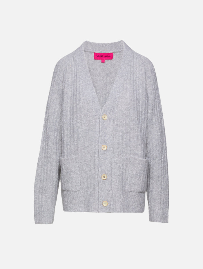 Cozy Rib Relaxed Cardigan,THE ELDER STATESMAN,HEATHER GREY,Image 1