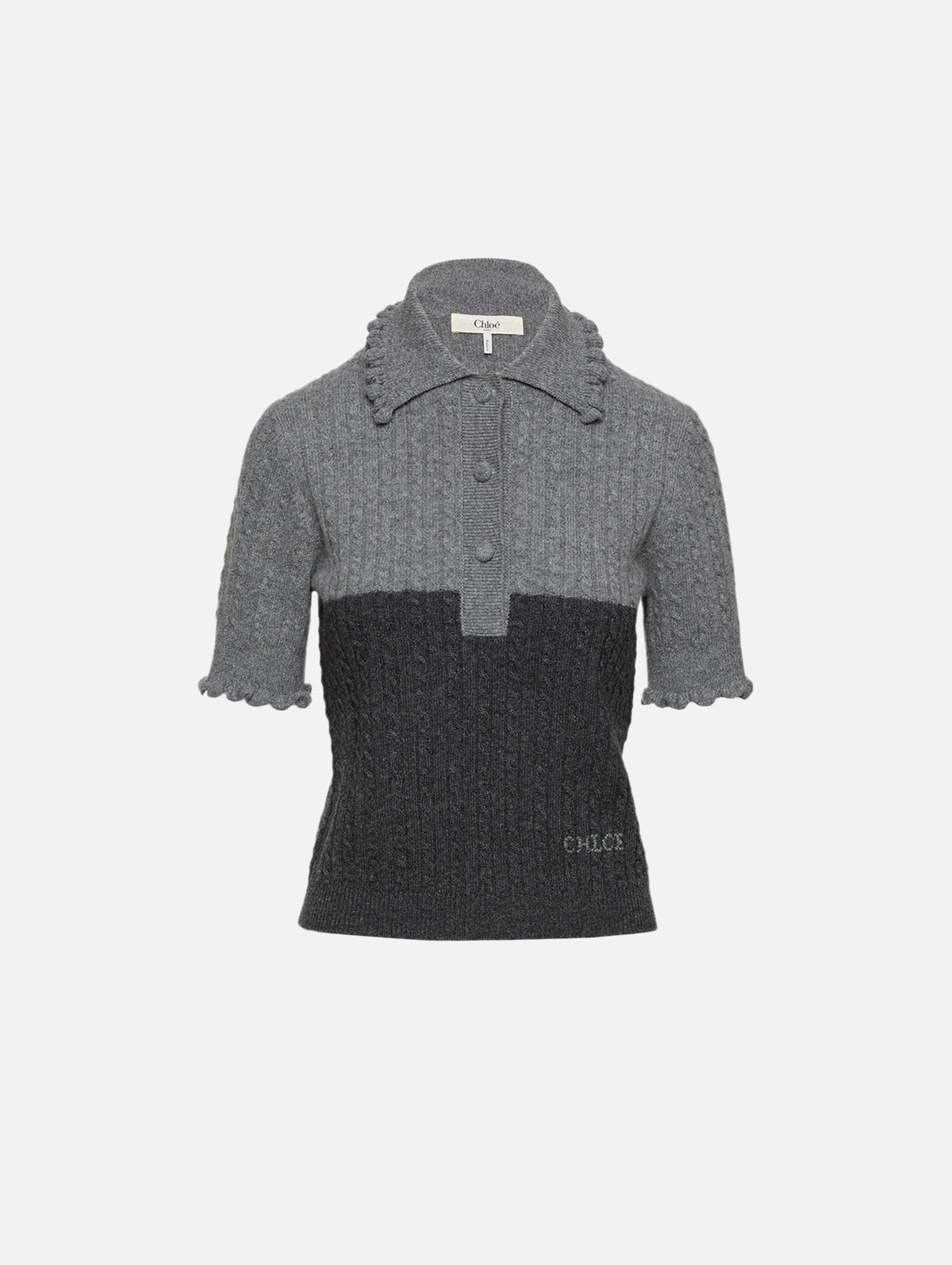 Knit Short Sleeve Top,CHLOÉ,GREY,Image 1