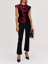 Cropped Crease Trouser,BRANDON MAXWELL,BLACK,Image 2