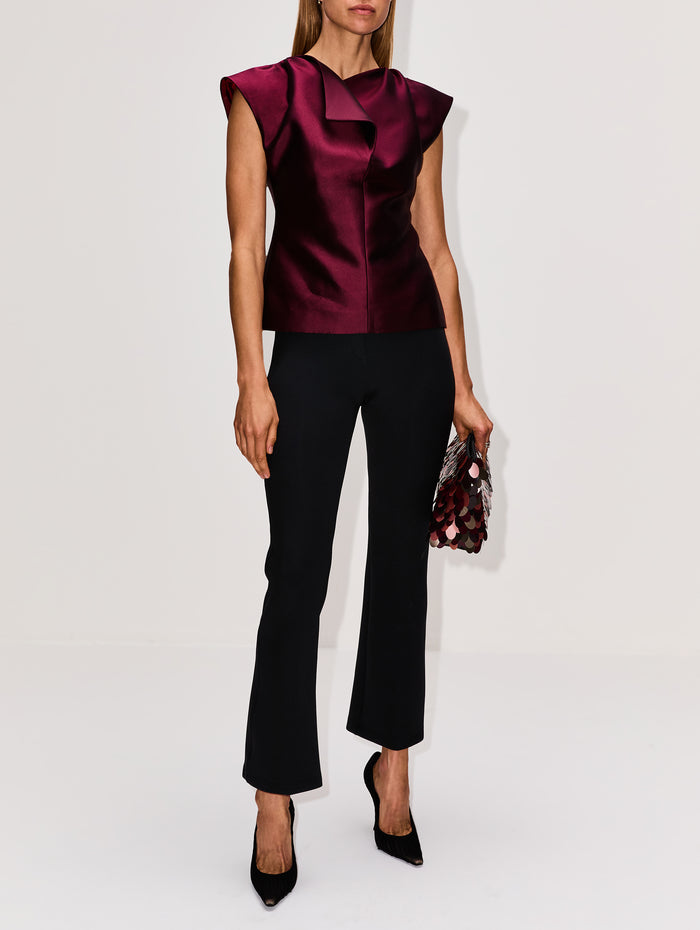 Cropped Crease Trouser,BRANDON MAXWELL,BLACK,Image 1