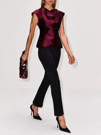 Cropped Crease Trouser,BRANDON MAXWELL,BLACK,Image 3